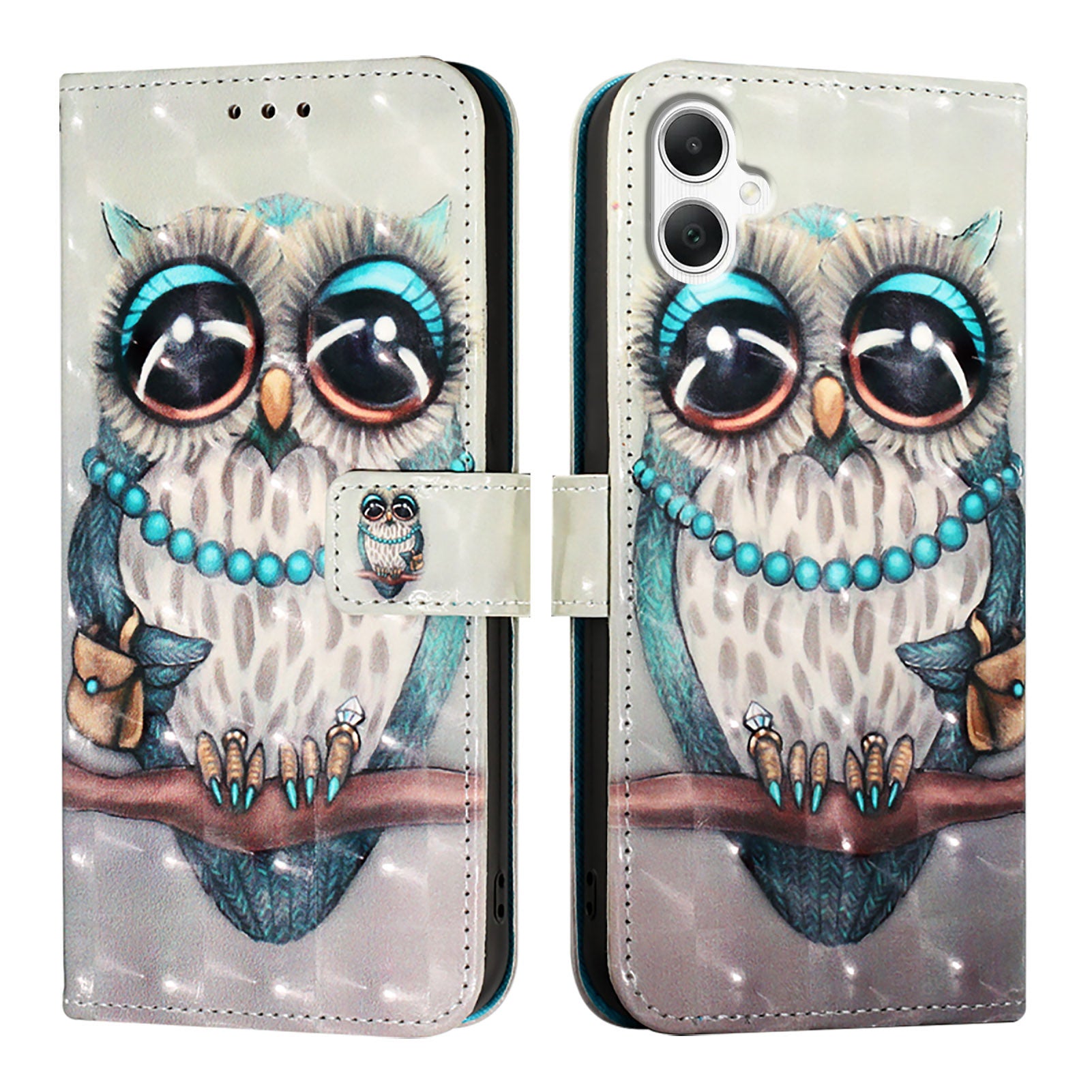 For Samsung Galaxy A06 Leather Case YB Pattern Printing Leather Series-2 Pattern Printing Wallet Stand Cover - Grey Owl For Samsung Galaxy A06 Leather Case YB Pattern Printing Leather Series-2 Pattern Printing Wallet Stand Cover - Grey Owl